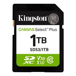 1 TB .SDXC karta Kingston Canvas Select Plus SD U3, V30 (r150MB/s)