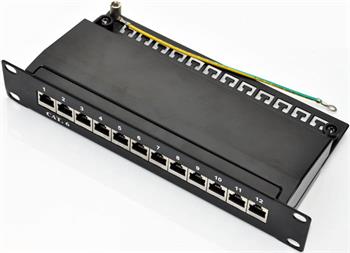 10" STP patch panel OPTIX Cat6, 12port, 1U, black