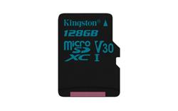 128 GB . micro SDXC karta Kingston Canvas Go Class U3 UHS-I V30 (r90MB/s, w45MB/s) bez adaptéra