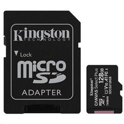 128 GB . microSDXC karta Kingston Canvas Select Plus Class 10 (r/w 100MB/s) + adaptér