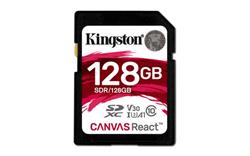 128 GB .SDXC karta Kingston . Canvas React Class 10 UHS-I U3 V30 A1 ( r100MB/s, w80MB/s )