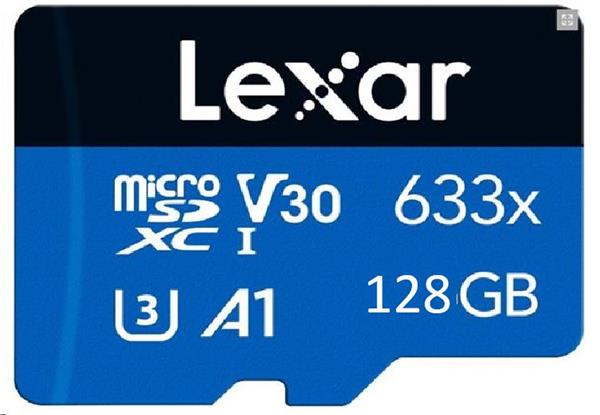 128GB Lexar® Blue Plus microSDHC UHS-I with SD adapter, up to 170MB/s read C10 A1 V10 U1