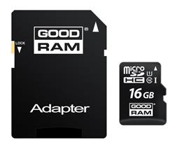 16 GB . microSDHC karta GOODRAM Class 10 UHS I + adapter