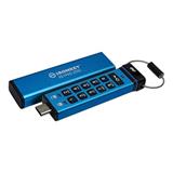 16 GB . USB-C kľúč . Kingston IronKey Keypad 200C Enkrypted, modrý ( r145MB/s, w115MB/s)