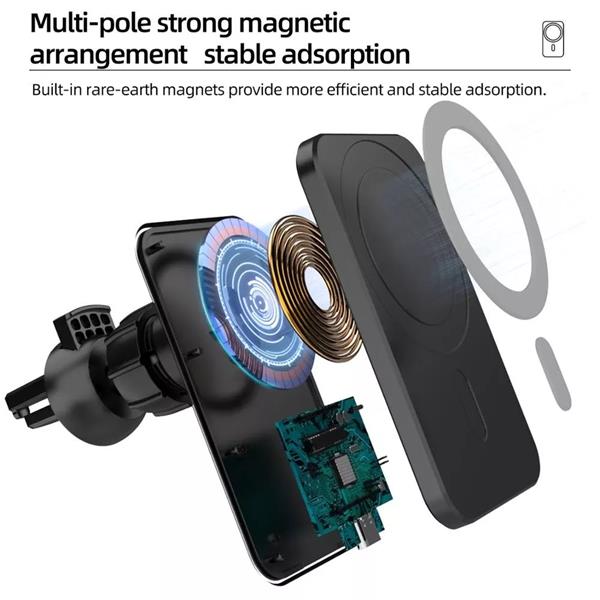 1stCOOL Qi bezdrôtová magnetická auto-nabíjačka 15W, MagSafe kompatibilná