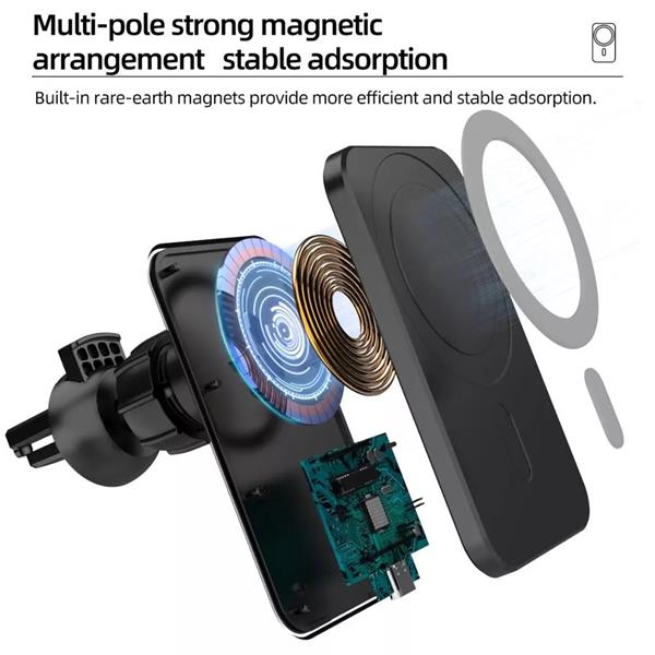 1stCOOL Qi bezdrôtová magnetická autonabíjačka 15W, MagSafe kompatibilná