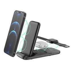 1stCOOL Qi bezdrôtová skladacia nabíjačka 3v1, Phone/AirPods/iWatch kompat. čierna
