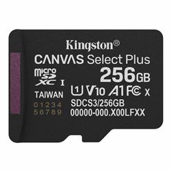 256 GB . microSDXC karta Kingston Canvas Select Plus U1, V10, A1 (r/w 150MB/s)