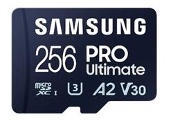 256 GB . microSDXC karta Samsung PRO Ultimate + SD adapter (U3, V30, A2), (r200MB/s, w130MB/s)