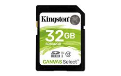 32 GB .SDHC karta Kingston . Canvas Select Class 10 UHS-I ( r80MB/s, w10MB/s )