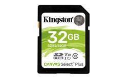 32 GB .SDHC karta Kingston Canvas Select Plus SD Class 10 UHS-I (r100MB/s, w100MB/s)