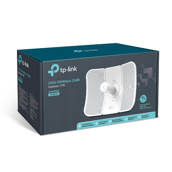 5 GHz 300 Mbps 23 dBi Outdoor CPE Port: 1 × 10/100 Mbps Shielded Ethernet Port SPEED: 300 Mbps at 5 GHz FEATURE: 23 dBi,