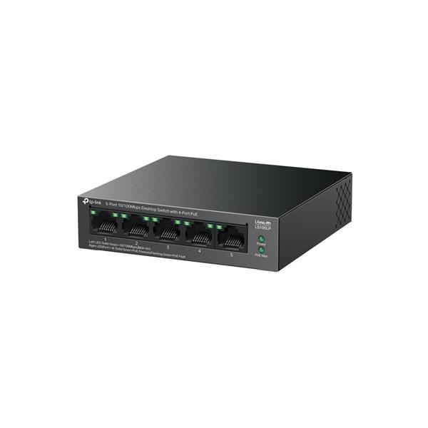 5-Port 10/100 Mbps Desktop Switch with 4-Port PoE PORT: 4× 10/100 Mbps PoE Ports, 1× 10/100 Mbps Non-PoE Port SPEC: 802.