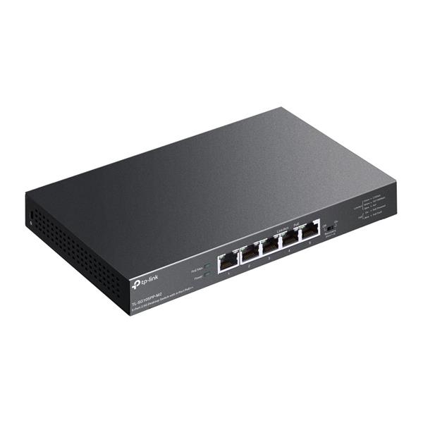 5-Port 2.5G Desktop Switch with 4-Port PoE++ PORT: 4× 2.5G PoE++ Ports, 1x 2.5G Non-PoE Port SPEC: 802.3af/at/bt type3,