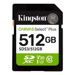 512 GB .SDXC karta Kingston Canvas Select Plus SD U3, V30 (r150MB/s)