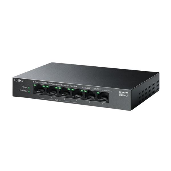 6-Port 10/100 Mbps Desktop Switch with 4-Port PoE PORT: 4× 10/100 Mbps PoE Ports, 2× 10/100 Mbps Non-PoE Ports SPEC: 802