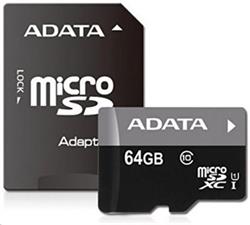 64 GB . microSDHC/SDXC UHS-I karta ADATA class 10 Ultra High Speed + adaptér