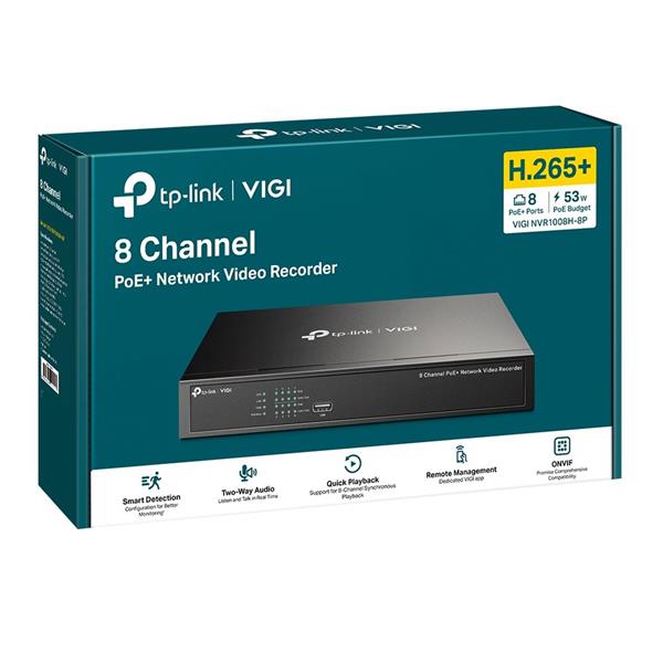 8 Channel PoE+ Network Video Recorder SPEC: H.265+/H.265/H.264+/H.264, Up to 8MP resolution, Decoding capability/8-ch@2M