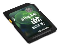 8 GB . SDHC/SDXC karta Kingston . Class 10