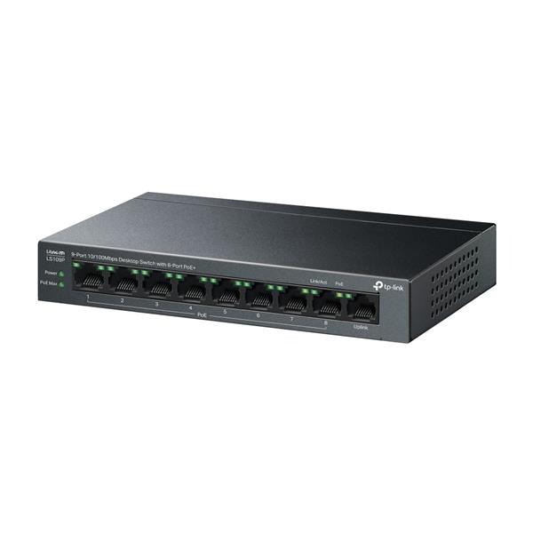 9-Port 10/100 Mbps Desktop Switch with 8-Port PoE+ PORT: 8× 10/100 Mbps PoE+ Ports, 1× 10/100 Mbps Non-PoE Port SPEC: 80