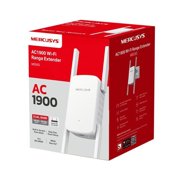 AC1900 Wi-Fi Range Extender SPEED: 600 Mbps at 2.4 GHz + 1300 Mbps at 5 GHz SPEC: 4× Fixed External Antennas, 1× Gigab