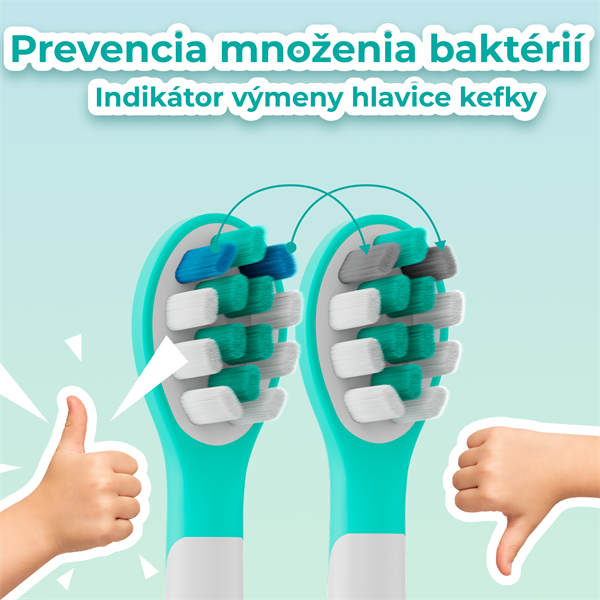 AENO Náhradné hlavice ADBTH9M na Sonické detské kefky DB9M , mätová farba, 2ks, DuPont štetiny