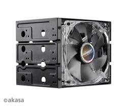 AKASA Cagestor Quad 3.5" HDD in three 5.25" bay expansion kit with lo noise 12cm fan