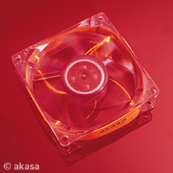 AKASA LED Case FUN - 8cm vetrák, crystal - červený