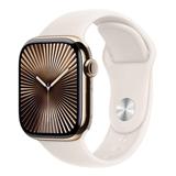 Apple Watch Series 10 GPS + Cellular 42mm Gold Titanium Case with Starlight Sport Band - S/M