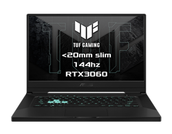 ASUS TUF Dash F15 FX516PM-HN024T Intel i7-11370H 15.6" FHD 144Hz matny RTX3060/6GB 16GB 1TB SSD WL BT W10 CS;sedy