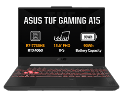 ASUS TUF Gaming A15 FA507NV-LP031W, Ryzen 7 7735HS, 15.6˝ 1920x1080 FHD, RTX 4060/8GB, 16GB, SSD 512GB, W11H