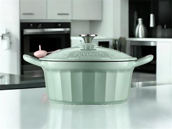 BUYDEEM Smaltovaný liatinový hrniec, model CP551, 3,9l, 25cm, farba jemná zelena