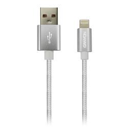 Canyon CFI-3, 1m kábel Lightning/USB, bez Apple certifikácie MFi, opletený, perleťovo-biely
