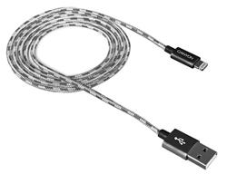 Canyon CFI-3, 1m kábel Lightning/USB, bez Apple certifikácie MFi, opletený, tmavošedý
