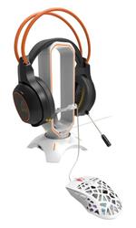 Canyon CND-GWH200PW, 3v1, stojan pre herný headset + bungee stabilizátor kábla hernej myši + USB hub, biely