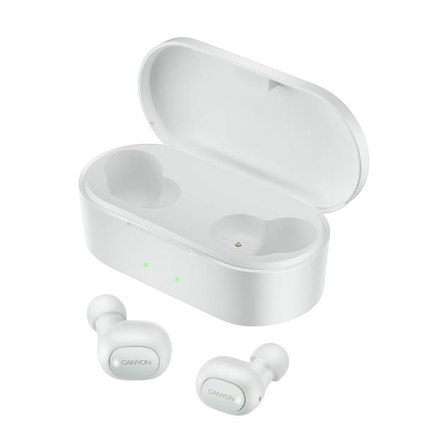 Lull saddle amateur Canyon CND-TBTHS2W True Wireless Bluetooth slúchadlá do uší pre športovcov,  nabíjacia stanica v kazete, biele | Asbis SK
