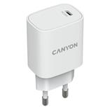 Canyon CNE-CHA20W02, vysokorýchlostná univerzálna nabíjačka do steny 1xUSB-C, 20W, PD, biela