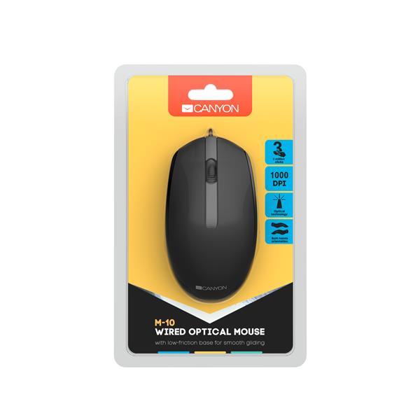 Canyon CNE-CMS10B, prémiová optická myš, USB, 1.000 dpi, 3 tlač, čierna