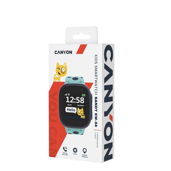 Canyon CNE-KW34BL Sandy smart hodinky pre deti, farebný displej 1.44´´, SIM, GPS a LBS lokalizácia, obojsmerné volania,