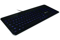 Canyon CNS-HKB5-SK multimed. klávesnica, USB, 120 kláves, modro LED podsvietená, pogumov. povrch, štíhla, kompaktná, čie