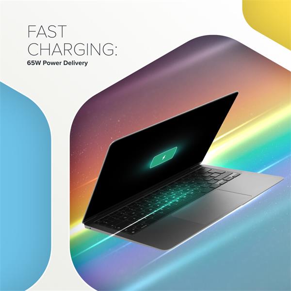 Canyon Hexagon 65, vysokorýchlostná univerzálna nabíjačka do steny, 65W, 2x USB-C + 1x USB-A, čierna