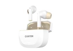 Canyon Hexagon 7, True Wireless Stereo Bluetooth 5.4 slúchadlá do uší. ANC, ENC funkcie, výdrž 27 hod, béžovo-biele