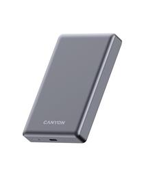 Canyon OnCharge 510, Powerbank, 10.000 mAh, in: USB-C, out: USB-C PD 20W + Wireless Magnet 15W, štíhla, šedá