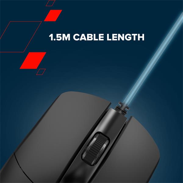 Canyon OnClick 5N, káblová symetrická optická myš, USB, 1600 dpi, 4 tlačidlá, čierna