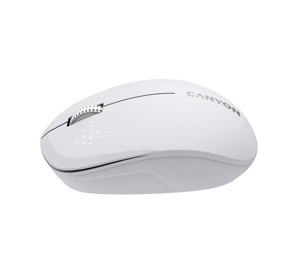 Canyon OnClick W04, Bluetooth optická myš, 1200 dpi, 3 tlač, 1x AA, úspora energie, biela