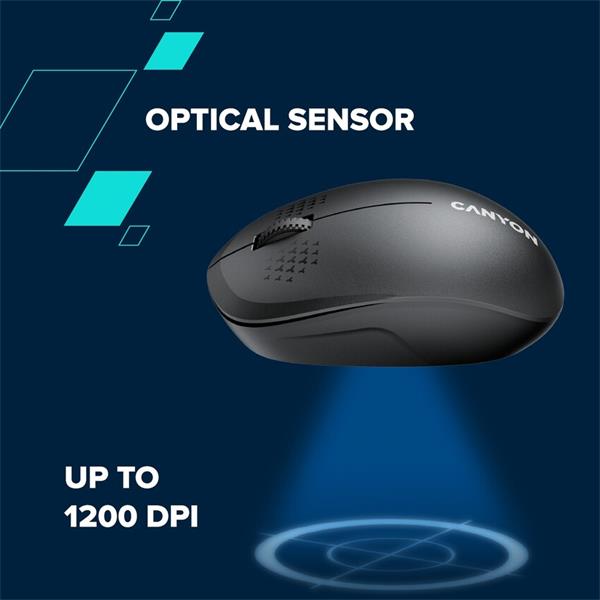 Canyon OnClick W04, Bluetooth optická myš, 1200 dpi, 3 tlač, 1x AA, úspora energie, biela