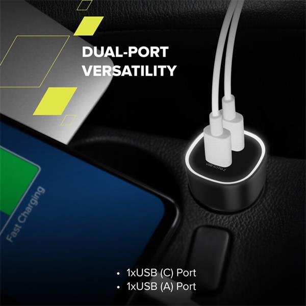 Canyon OnDrive 85, univerzálna autonabíjačka, 1x USB-C, 1x USB-A, rýchle nabíjanie, výkon 85 W