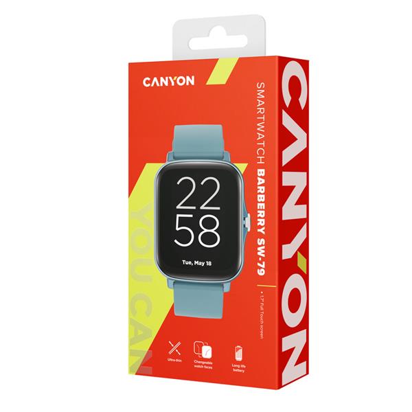 Canyon SW-79, Barberry smart hodinky, Bluetooth, farebný TFT displej 1.7´´, odolné IP67, multišport režim, modré