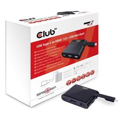 Club3D MINI USB-C Smart Docking Station (DisplayPort+USB3.0+USB-C nabíjanie)