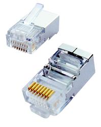 CNS Tienený konektor Cat5E, FTP/STP RJ45-8p8c,50µ" Au, drôt/lanko, (100ks)